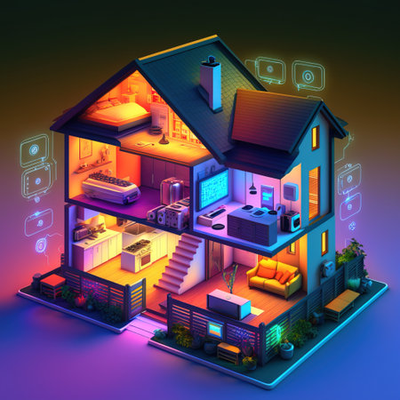 3d isometric house on a colored background. Vector illustration.の素材