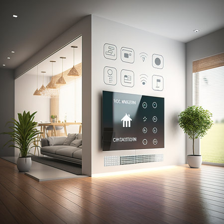 smart home system with internet of things (IOT) on the wallの素材