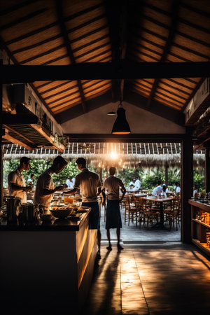 Coffee shop in the evening at Chiang Mai, Thailandの素材