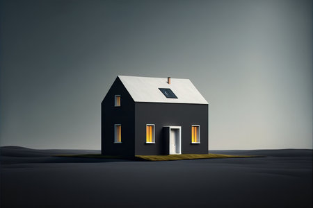 House in the desert. 3d render. Computer digital drawing.の素材