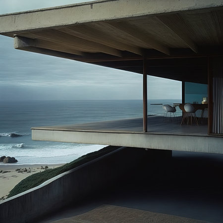 View on the sea from the terrace of a modern villaの素材
