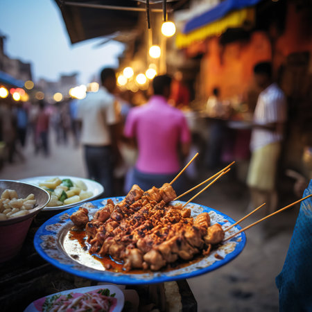 Thai street food in Khajuraho, Madhya Pradesh, Indiaの素材
