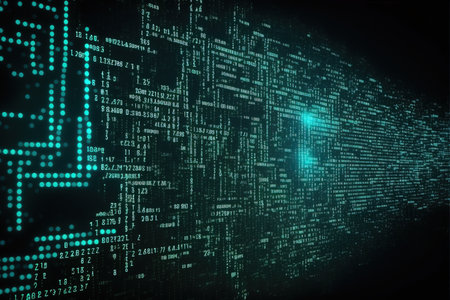 Abstract cyberspace background with binary code. 3D Renderの素材