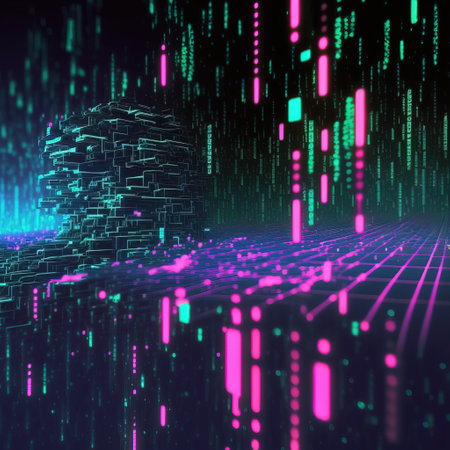 Futuristic cyberspace background with binary code. 3d renderの素材