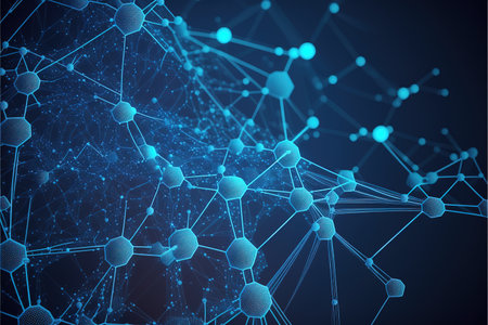 Abstract polygonal space low poly dark background with connecting dots and lines. Connection structure. 3d renderの素材