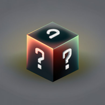 Cube with question marks. Vector illustration of cube with question marks.の素材