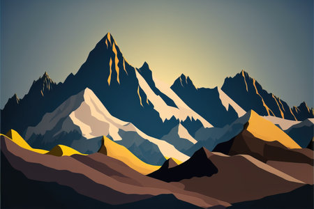 Mountains in the clouds. Vector illustration of a mountain landscape.の素材
