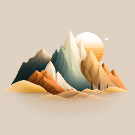 Mountains in the desert. Paper art style. Vector illustration.の素材