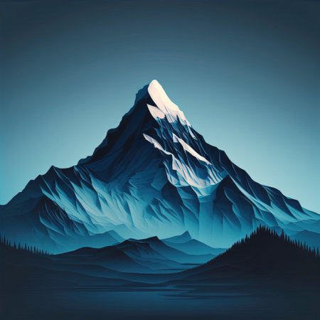 Mountains in the mist. Vector illustration of a mountain landscape.の素材