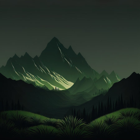 Landscape of mountains at night. Vector illustration. eps 10.の素材