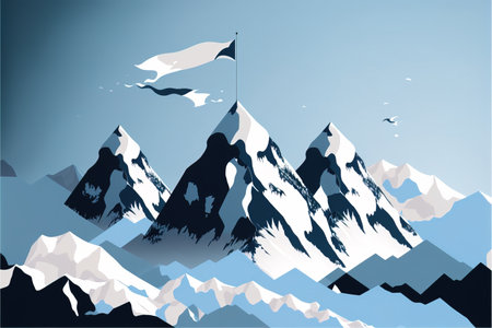 Mountains with snow and blue sky. Vector illustration. EPS 10の素材