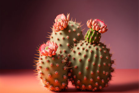 cacti on a colored background. 3d render, 3d illustration.の素材