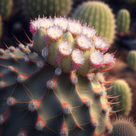 Cacti in botanical garden, close-up. Nature backgroundの素材