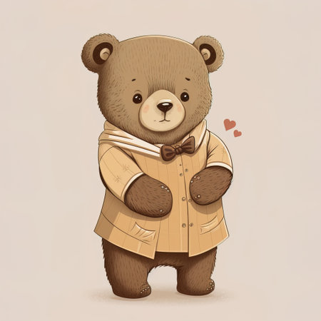 Cute teddy bear in a shirt and bow tie. Vector illustration.の素材