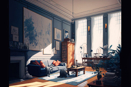 Interior of the living room. 3d render. 3D illustration.の素材