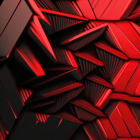 Red abstract geometric background. 3d render, 3d illustration.の素材