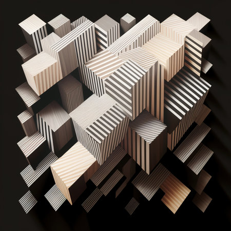 Abstract 3d geometric shape made of cubes. 3d render illustrationの素材