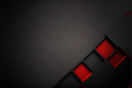 Abstract black background with red and black cubes. Vector illustration. eps 10の素材