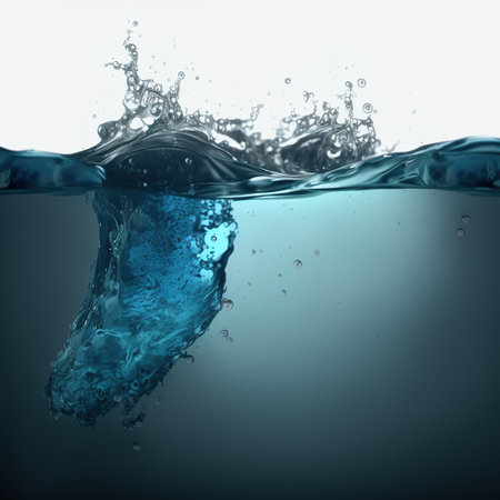 blue water splash isolated on a white background. 3d render.の素材