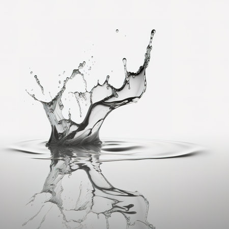 splash of water on a white background, isolated close-upの素材
