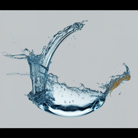 Water splash isolated on white background. 3d render, 3d illustration.の素材