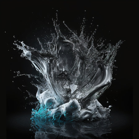 Water splash on a black background. 3d render, 3d illustration.の素材