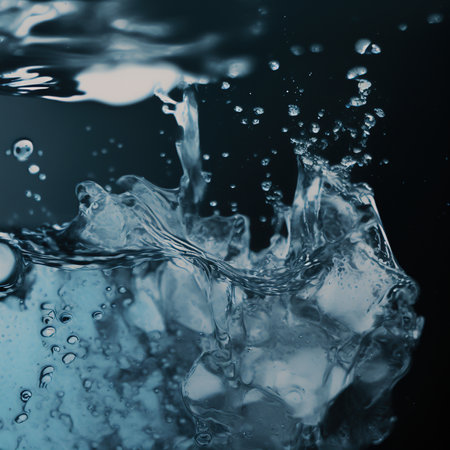 splashes of water on a black background. close up. macrosの素材