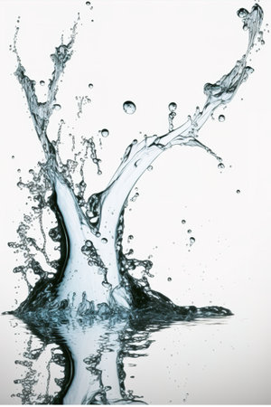 splashes of water on a white background. study. photo.の素材