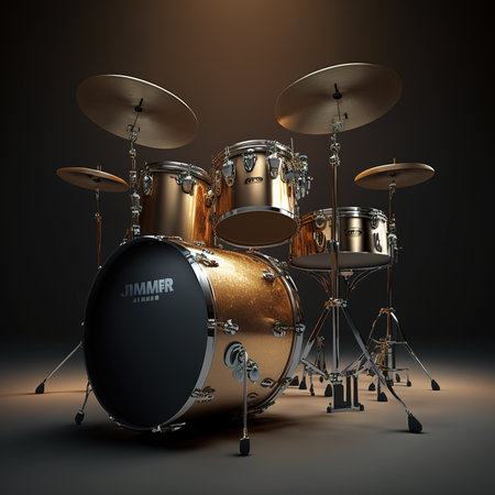 Drumset on a dark background. 3d rendered image.の素材