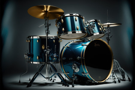 Drumset on a black background. 3d render illustration.の素材