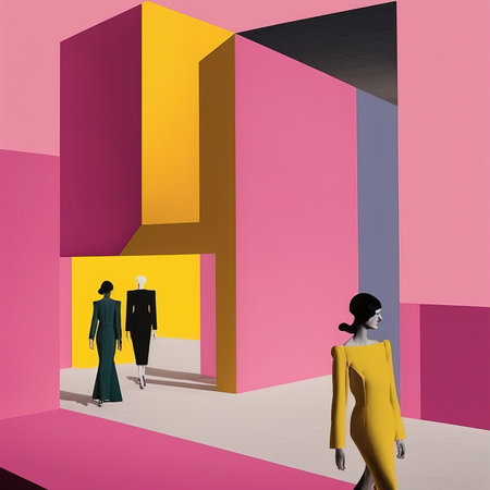 Fashion models in front of a wall. 3d render.の素材