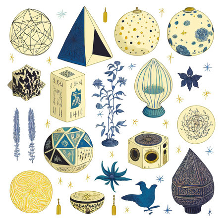 Vector set of elements for the design of New Year's cards.の素材