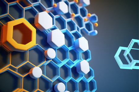 3d illustration of abstract background with hexagons and honeycombsの素材