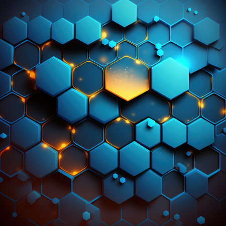 Abstract blue hexagon background. Futuristic technology style. Vector illustration.の素材
