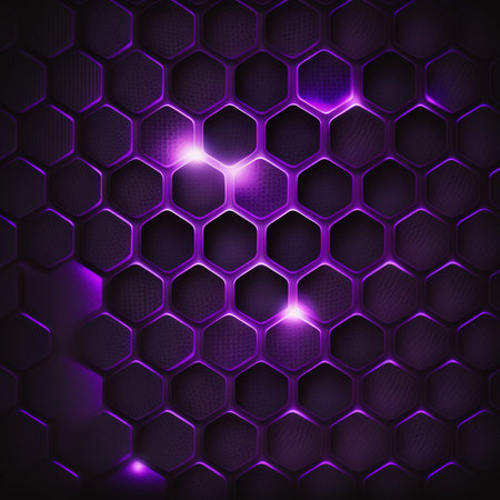Purple hexagon background. 3d render, 3d illustration.の素材