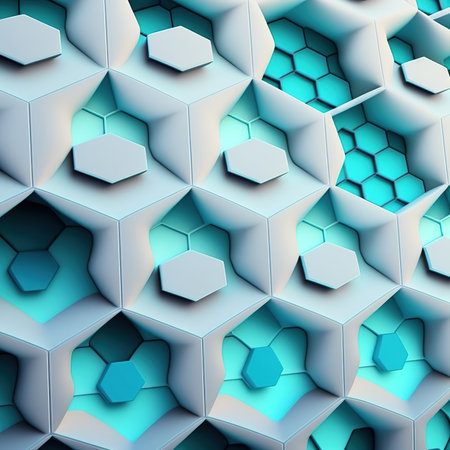 3d render, abstract background with hexagons, computer generated imageの素材