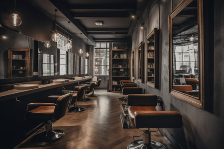 Interior of a modern barber shop. Barbershop interiorの素材