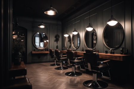 Barber shop interior with mirror and chair. Barber shop conceptの素材