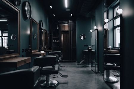 Interior of a barber shop. Barber shop interior design.の素材