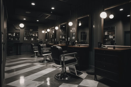 Barber shop interior with chair and equipment. Barber shop conceptの素材