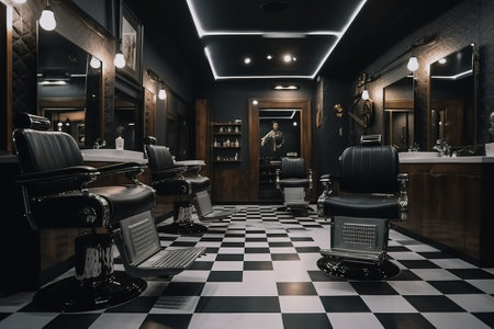 Barber shop interior. Barbershop interior. Modern barbershop interiorの素材