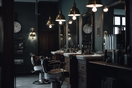 Modern barbershop interior. Barbershop and hairdresser.の素材