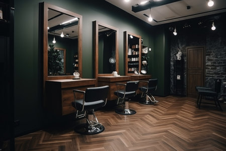 Interior of a barber shop. Barbershop interior.の素材