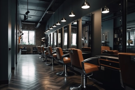 Interior of a modern barber shop. Barbershop interiorの素材