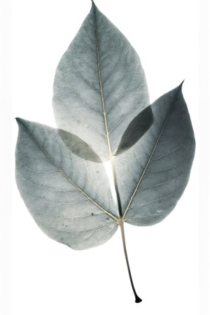 Foliage of a ficus tree on a white background.の素材