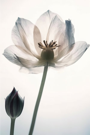Beautiful flower on a white background. Vintage-style toned.の素材