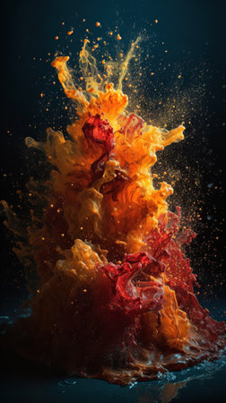Colorful paint splash isolated on black background. 3d render.の素材