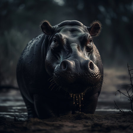 Hippo at the waterhole in Kruger National Park, South Africaの素材