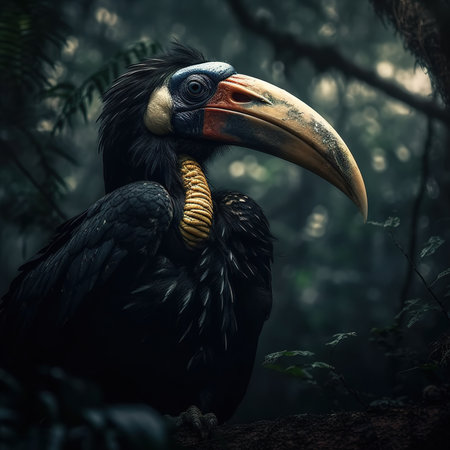 Hornbill in the jungle of Borneo, Malaysia.の素材