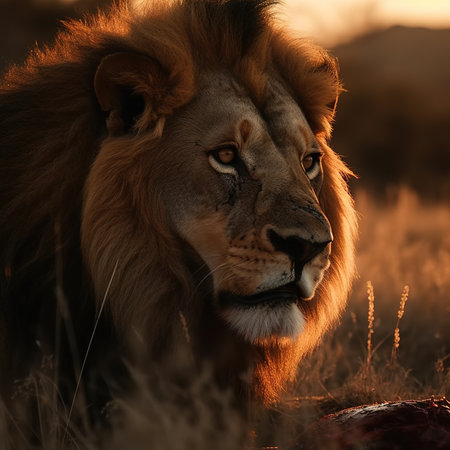 Lion with Maasai Mara National Park in Kenya, Africaの素材